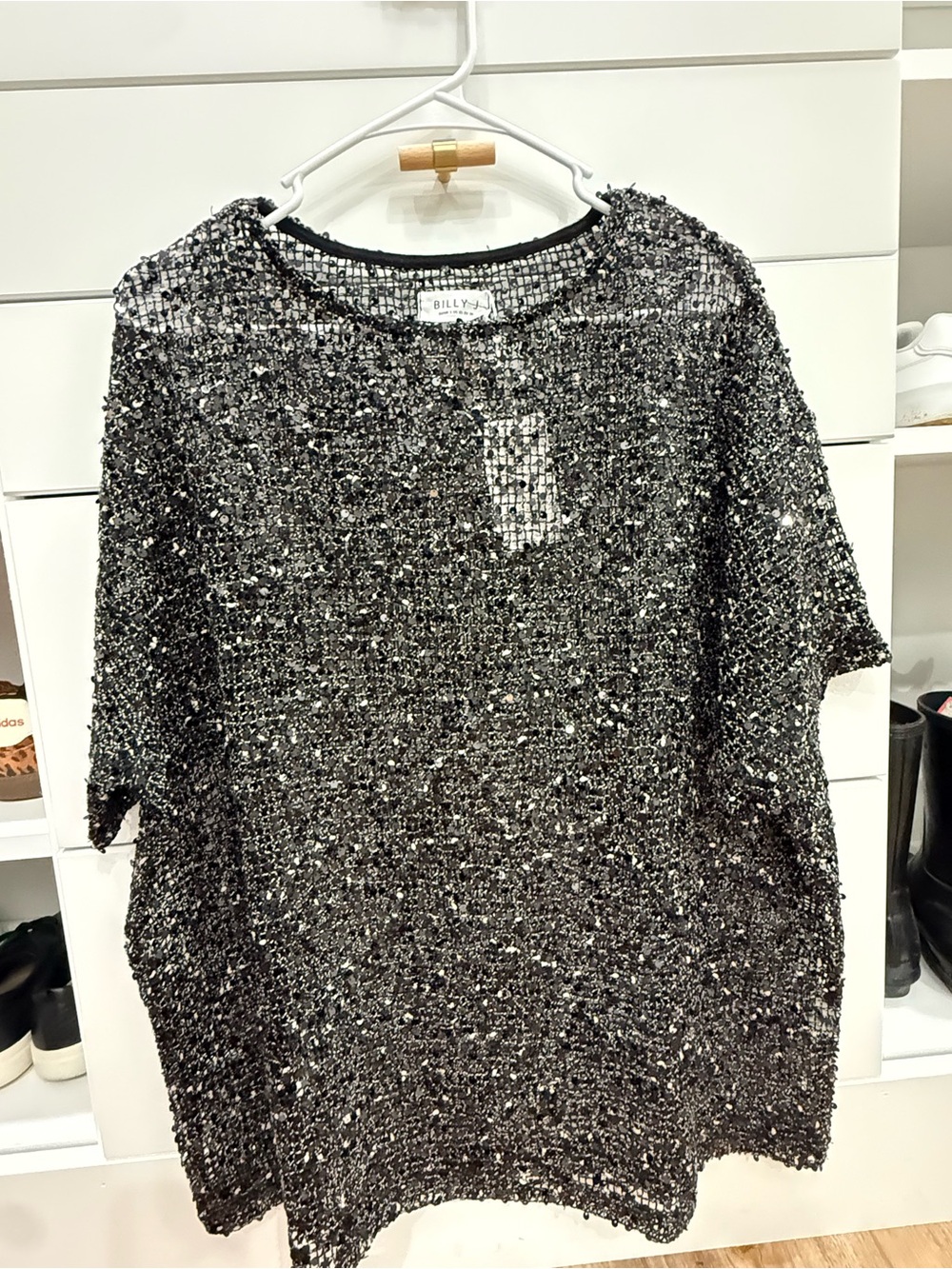 Billy J Black Sequin Knit Top